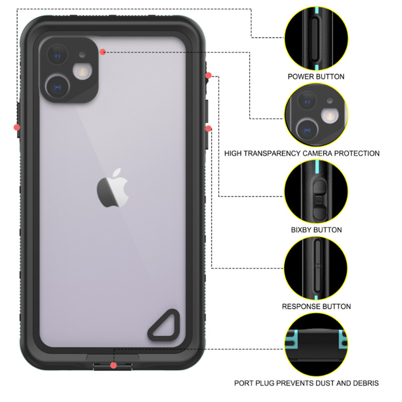 جديد PC + tpe + pet ماء snowproof ضد الغبار اكسسوارات الهاتف حالة آيفون 11 (الأزرق) الغطاء الخلفي شفاف