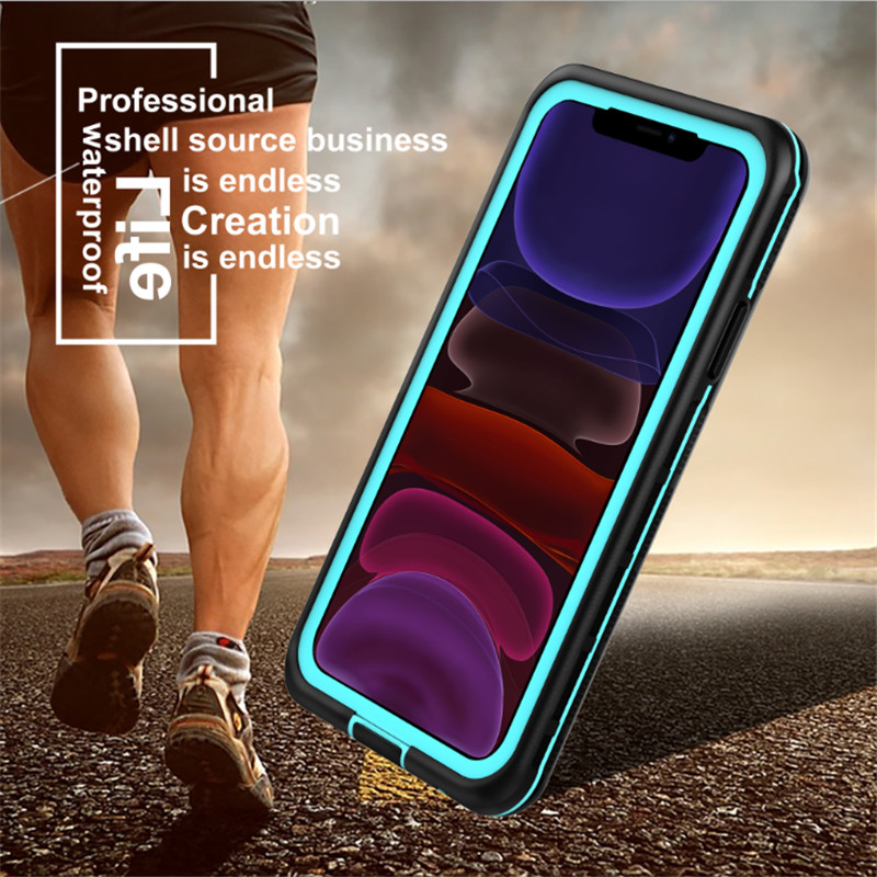 جديد PC + tpe + pet ماء snowproof ضد الغبار اكسسوارات الهاتف حالة آيفون 11 (الأزرق) الغطاء الخلفي شفاف