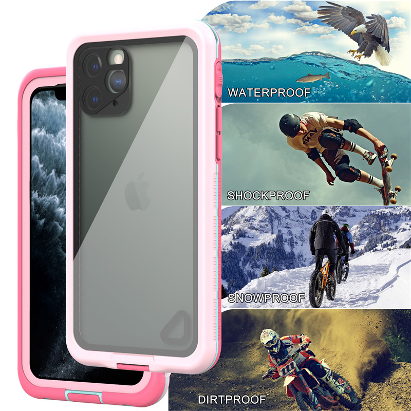 اي فون 11 الموالية lifeproof حالة الهاتف wterproof محفظة أفضل waterprooof puch آيفون 11 الموالية (الوردي) مع الغطاء الخلفي شفاف